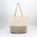 Hot Selling Cotton Linen Canvas Splicing Large Custom Shopping Bag Women Tote Bag